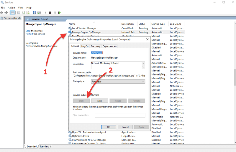 opening ManageEngine OpManager 