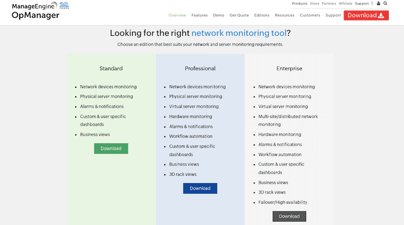 ManageEngine OpManager editions