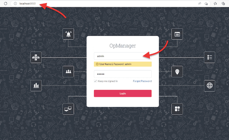 opening ManageEngine OpManager 