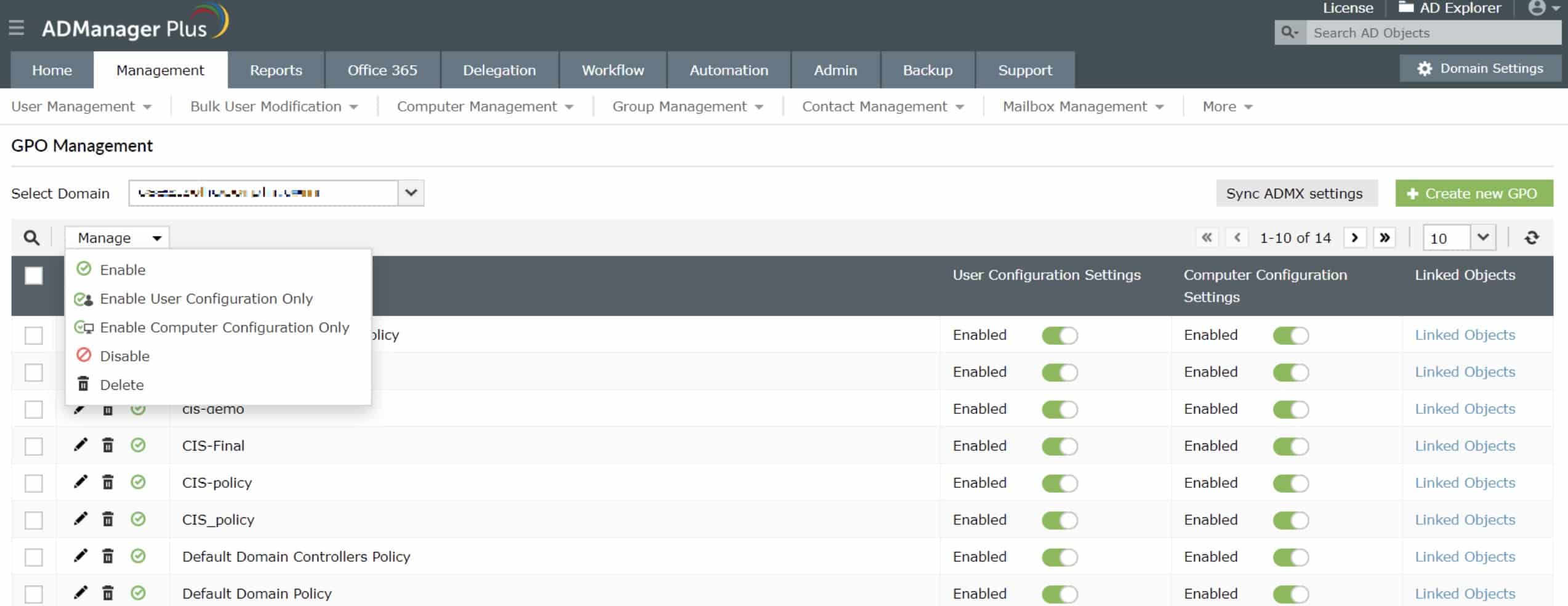 ManageEngine ADManager Plus GPO Management