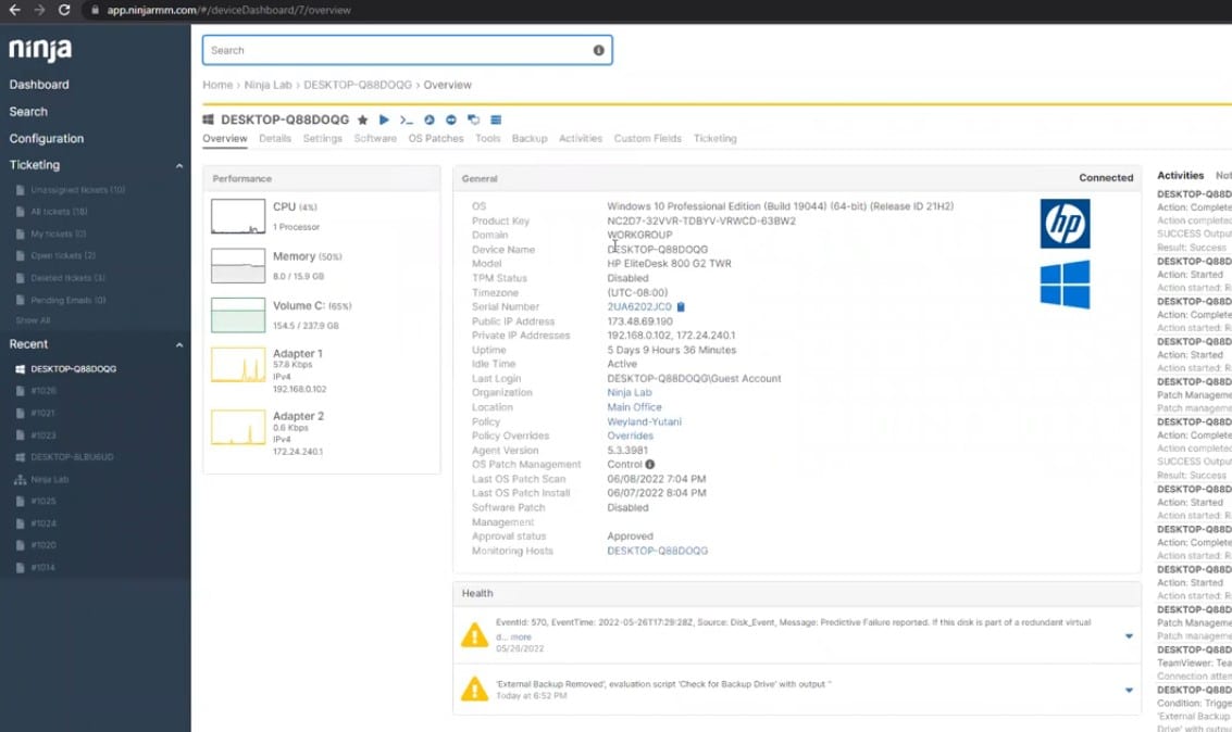 NinjaOne RMM Monitoring & Management