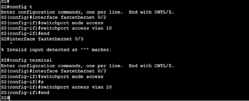 Configuration on Switch 2 (S2)