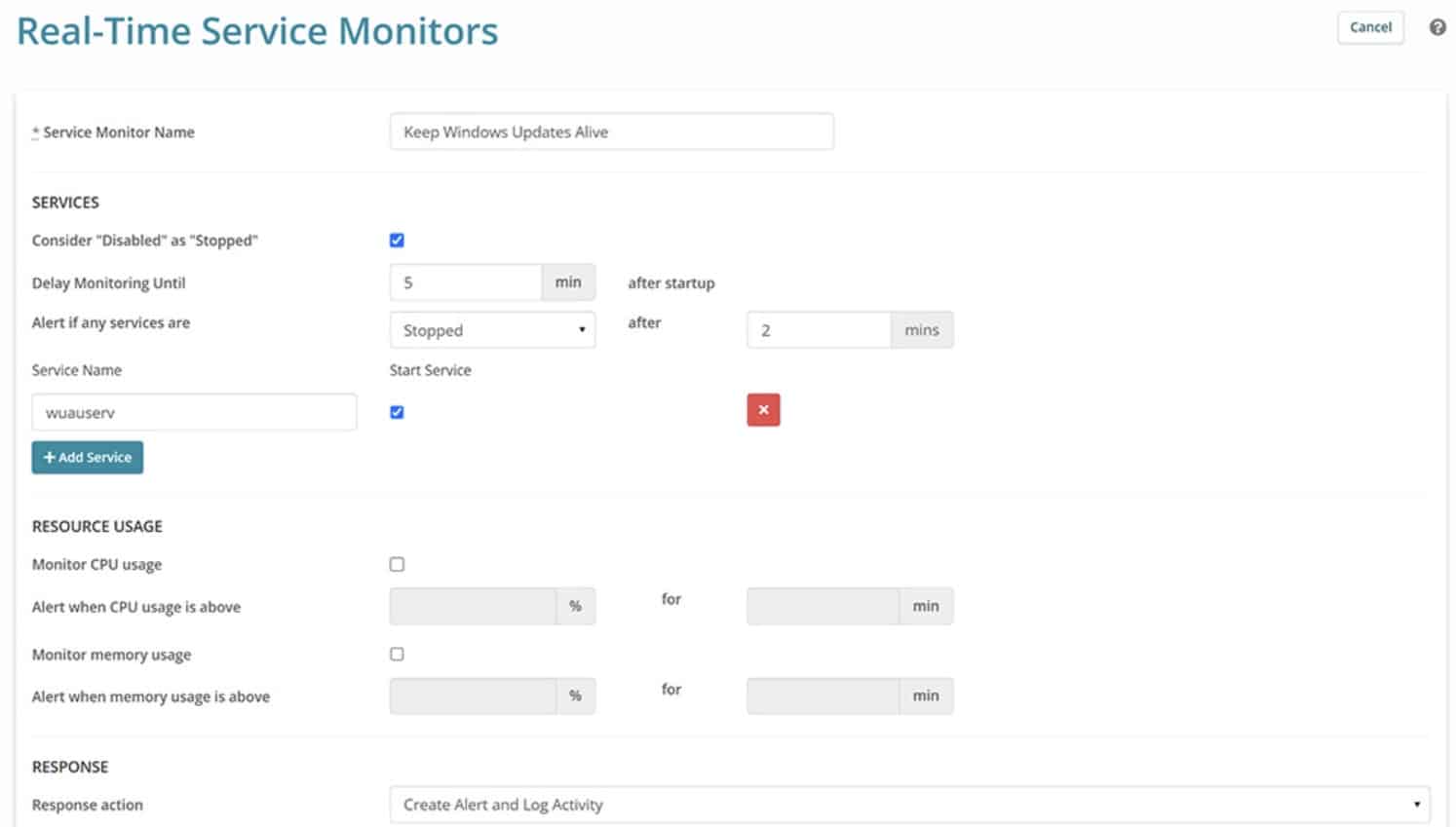 Syncro Real-time Service Monitors