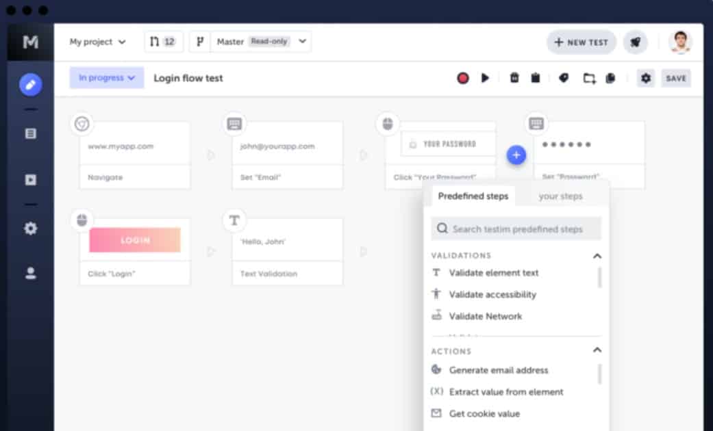 Tricentis Testim dashboard