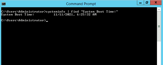 check uptime with systeminfo
