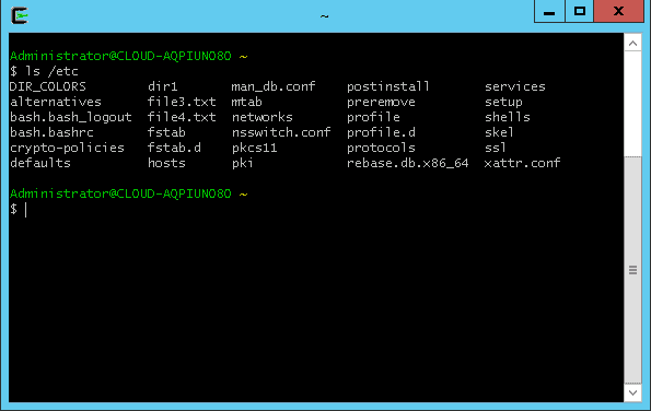 cygwin list files