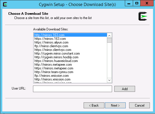 cygwin select mirror