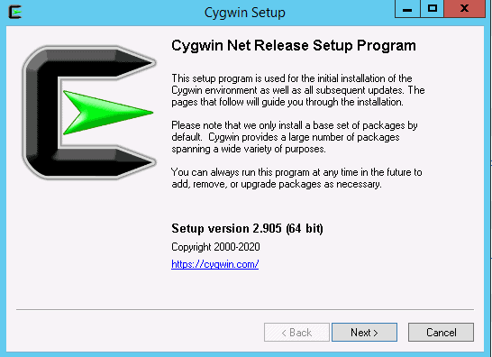 cygwin setup page