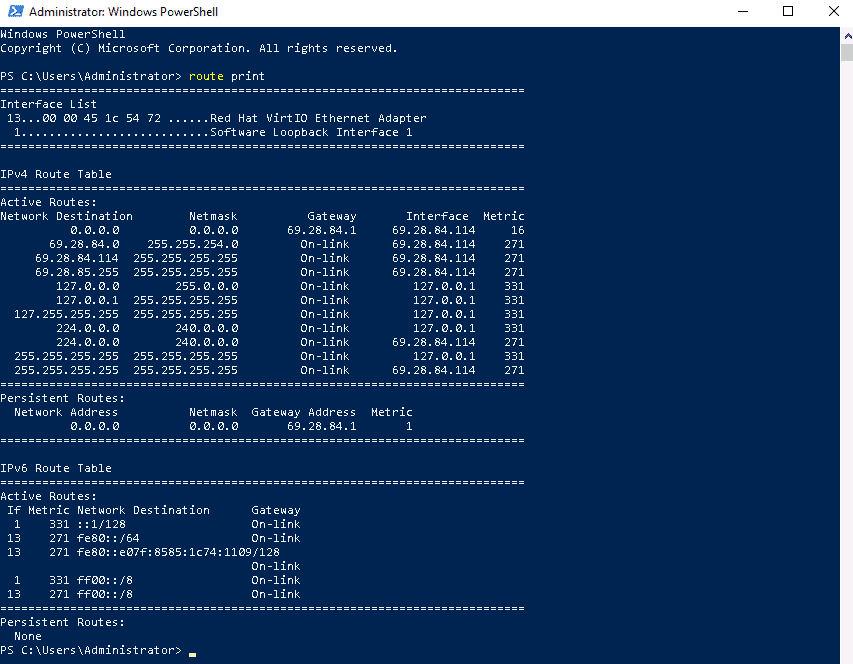 display routing table