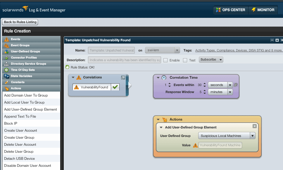 event log reporting and correlations