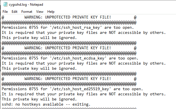 An example of an sshd log