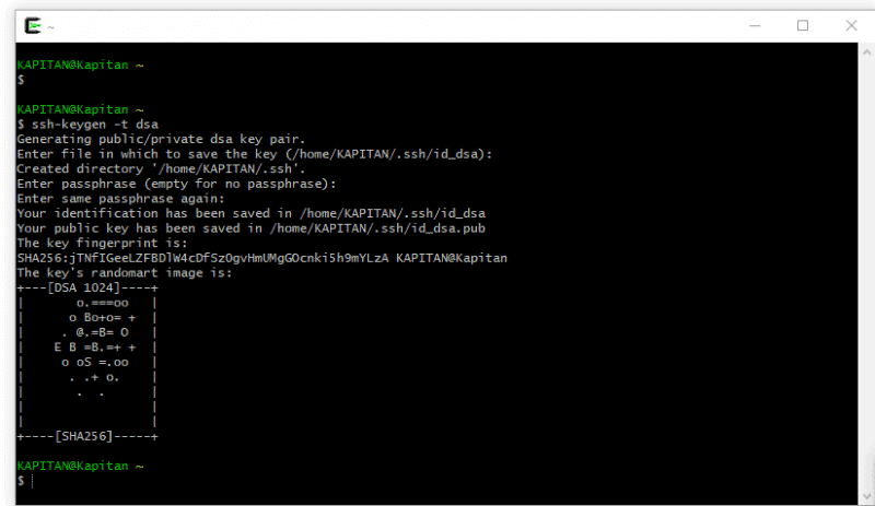 specify two configuration sets: the file and directory on where to save the key and the passphrase