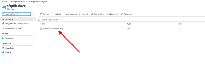 Azure Portal, SFTP File Share