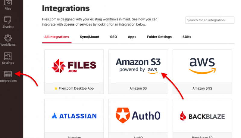 Files.com “Integrations"