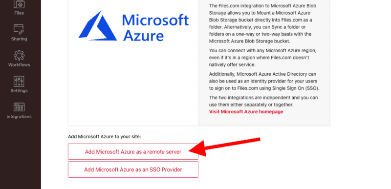 Add Microsoft Azure as a remote server