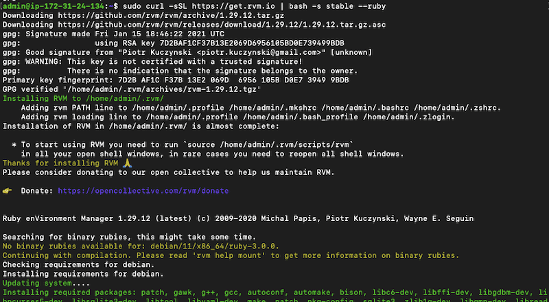 Installing Riemann requirements, Ruby