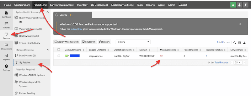 scan and deploy a patch on a newly configured endpoint with ManageEngine Endpoint Central