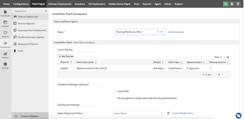 install a patch with ManageEngine Endpoint Central