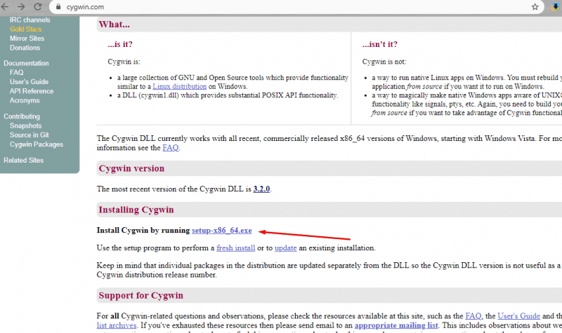 Downloading and Installing Cygwin