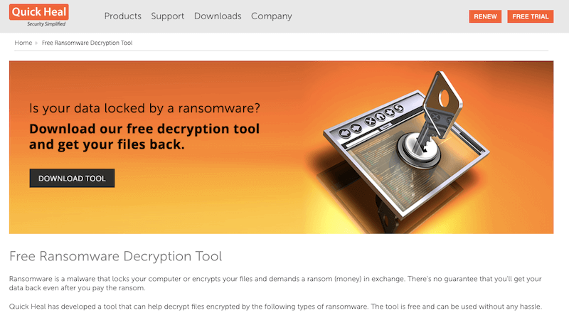 Quick Heal’s Free Ransomware Decryption Tool