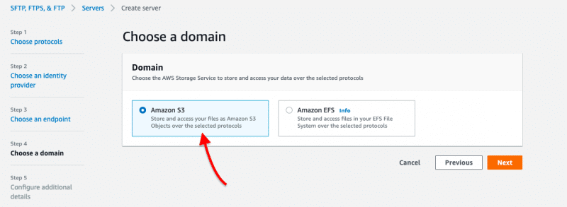 Selection of S3 as the default AWS Storage service