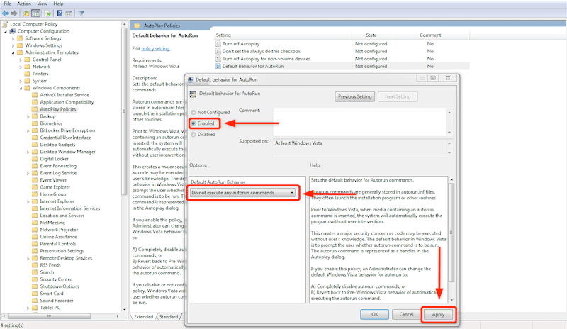 Default AutoRun Behavior