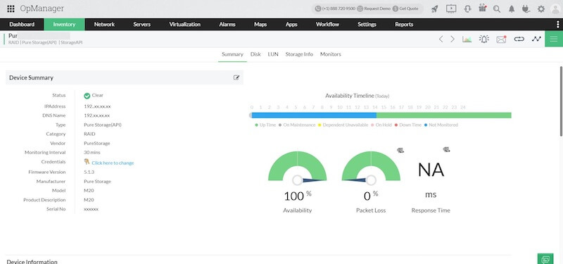 ManageEngine’s OpManager keeping track of the availability timeline