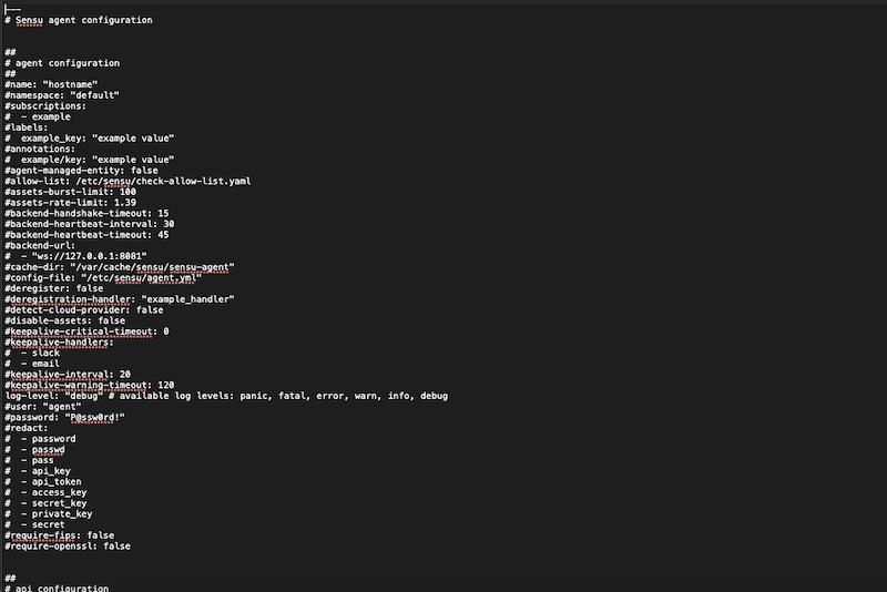 Configuring the Sensu agent