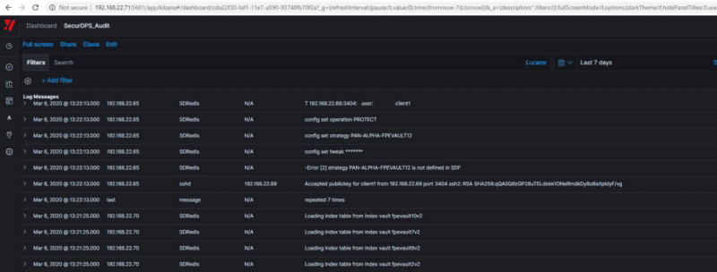 comforte's dashboard