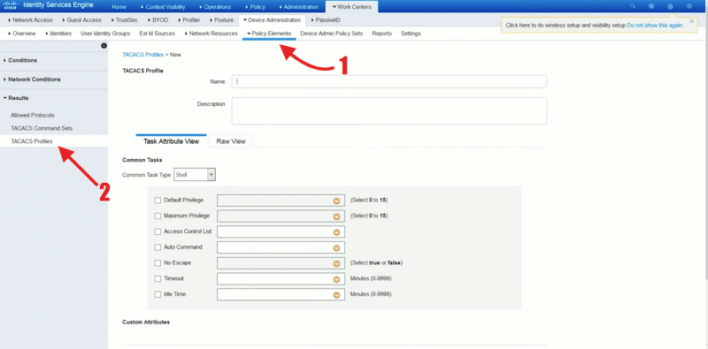 Cisco TACACS profile configuration