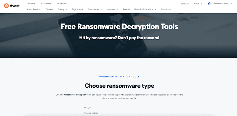 Avast Anti-ransomware Tools