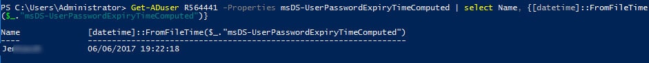 list user password expiration powershell