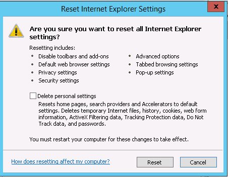 reset internet settings